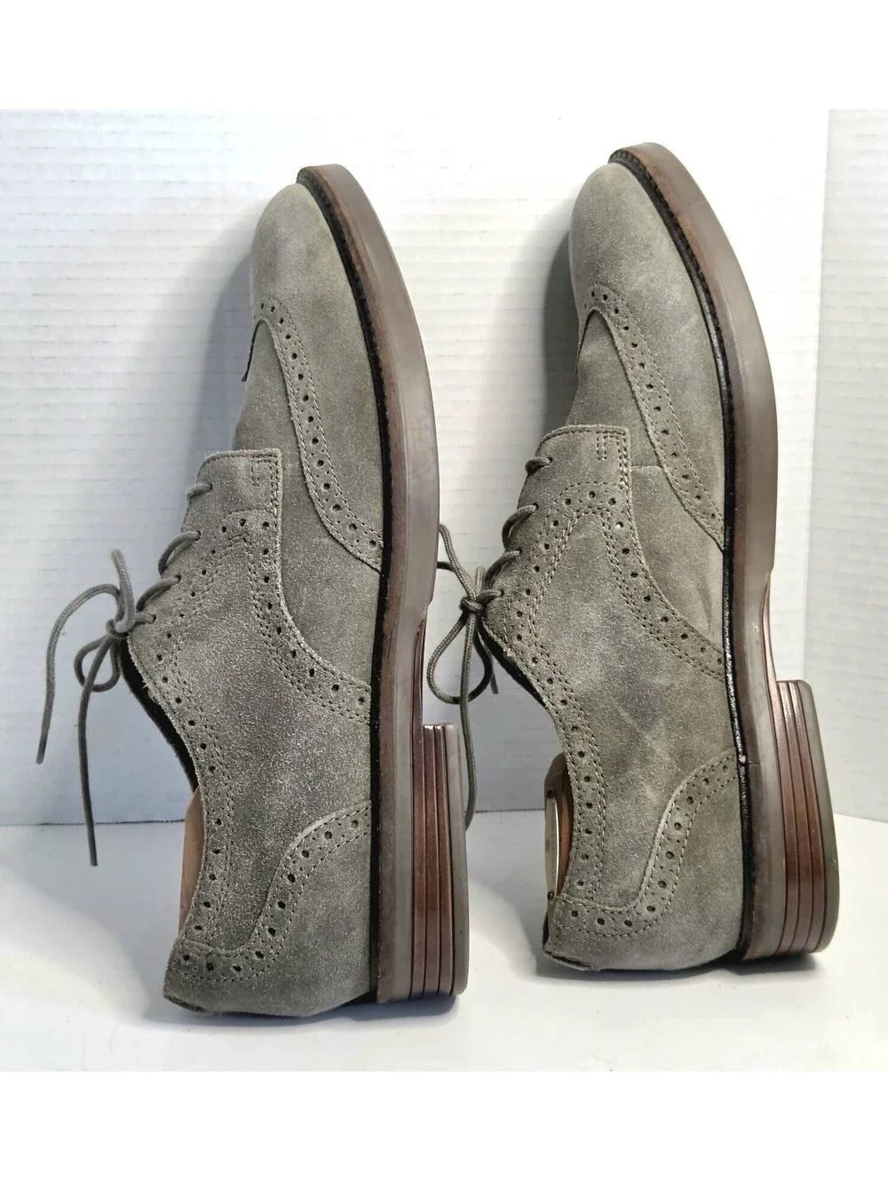Clarks Collection Mens 12 M Dove Gray Suede Wingtip Oxfords Brogues NWOB